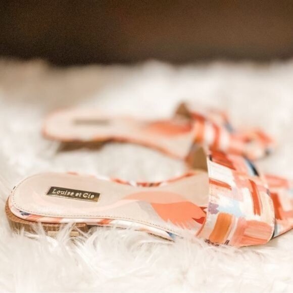 Louise et Cie Lo-Aydia Coral Multi Brush Print Fabric Slides - Picture 6 of 9